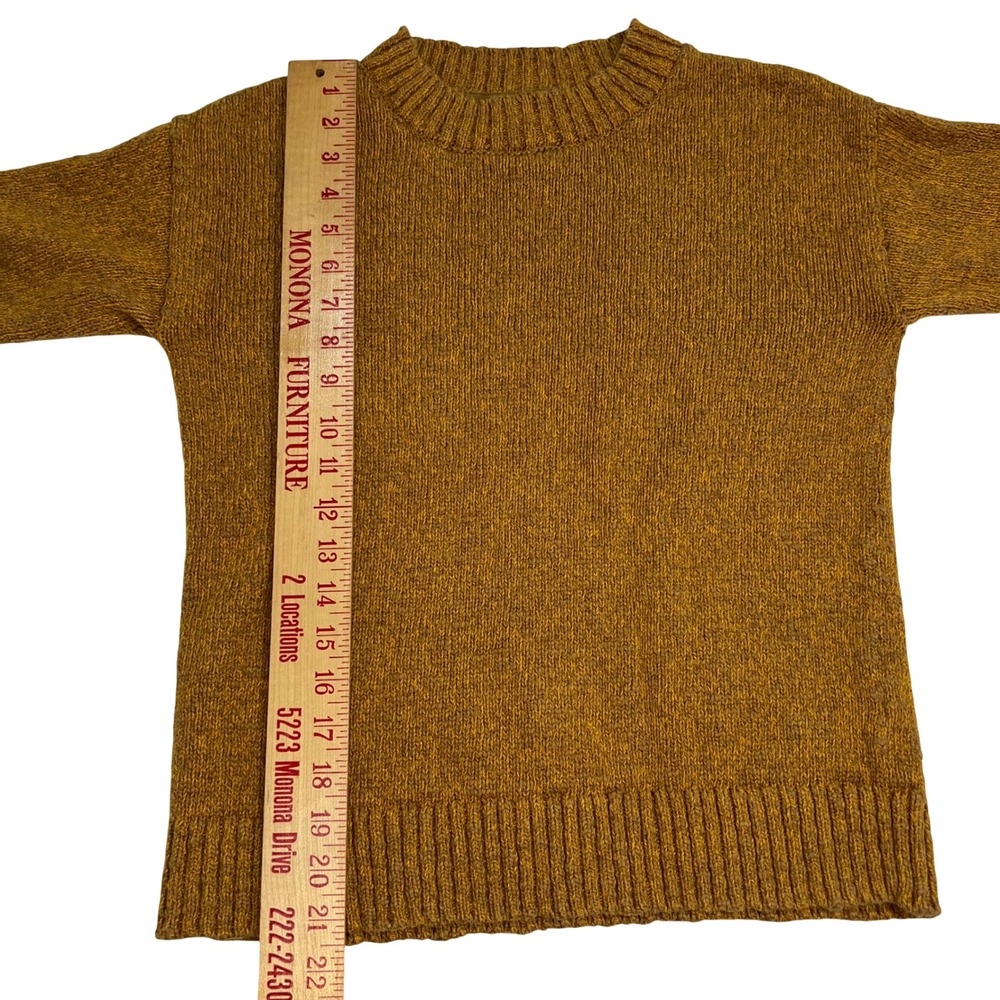 L.L.Bean Women's Sweater Small Brown Mustard Knit Crewneck Cozy Fall Pullover - Picture 6 of 8